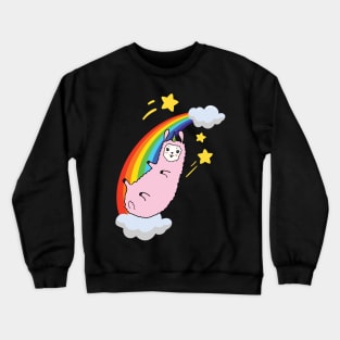 Llama On A Rainbow Crewneck Sweatshirt